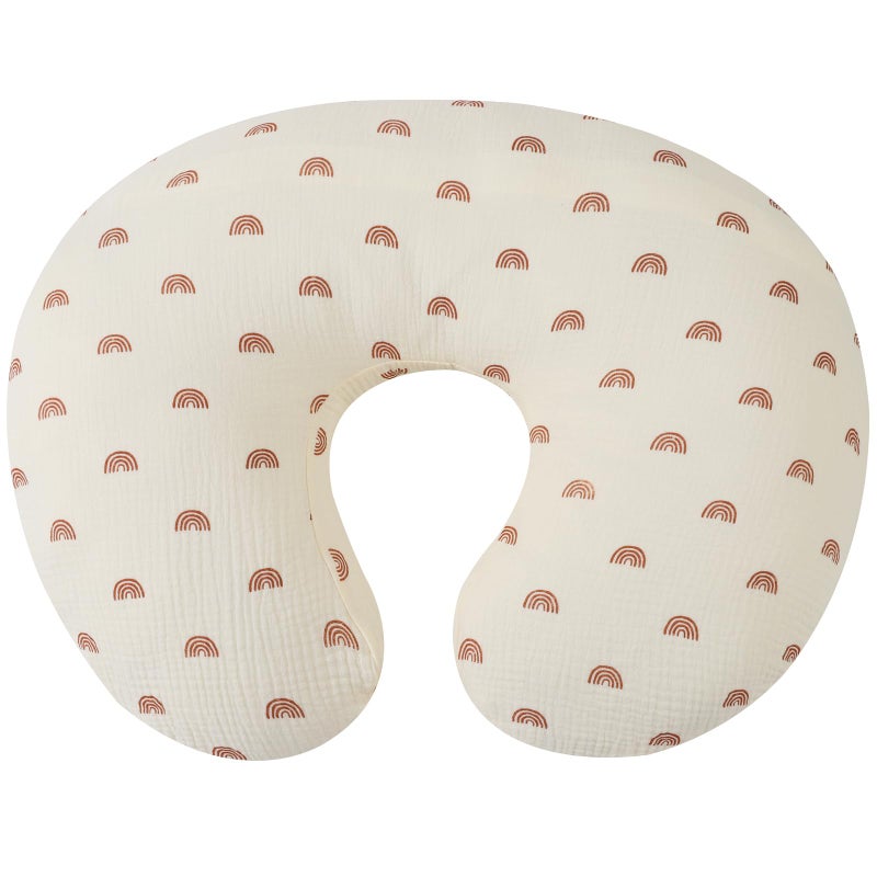 Onacosht Muslin Nursing Pillow Cover Soft 100% Cotton Feeding Pillow Slipcover Fits Standard Infant Nursing Pillow for Boy and Girl, Rainbow Printing - Image 1